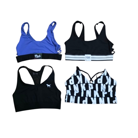 PINK Victoria's Secret Women's Sports Bra Set Of 4 Ultimate Unlined Bras - Picture 1 of 9